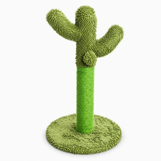 Arbre à chat cactus vert avec boule suspendue texturée pour griffer et jouer