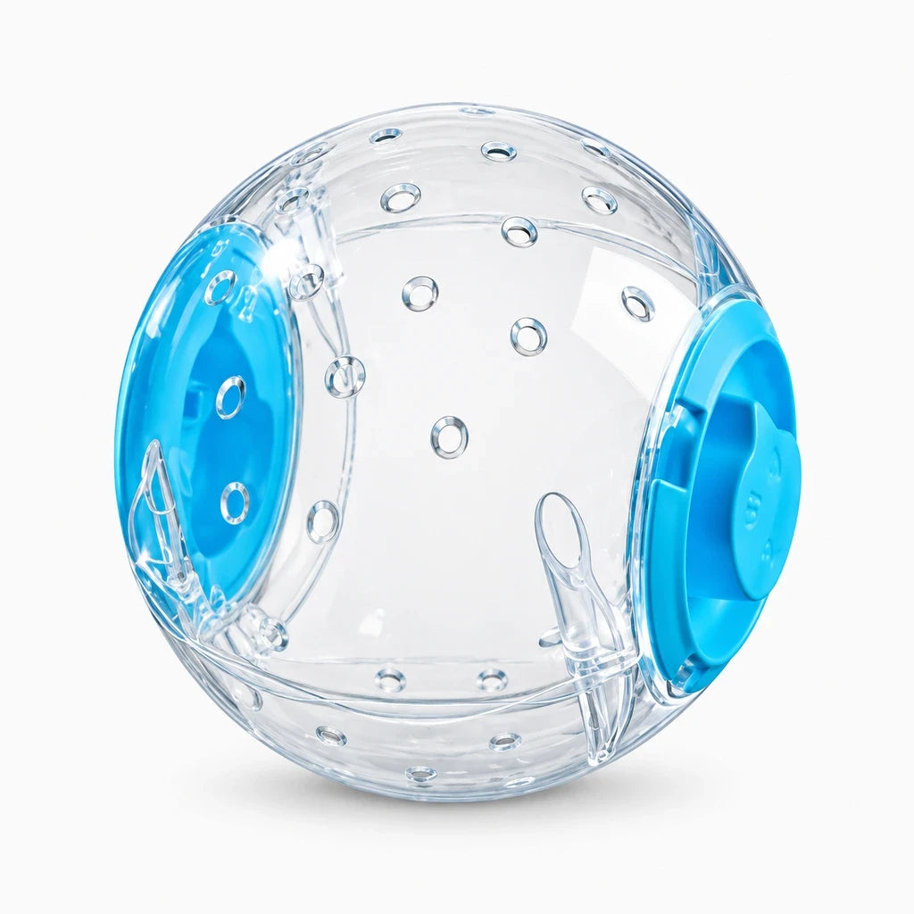 Sphère de jeu pour hamster offrant une visibilité dégagée pendant l'activité