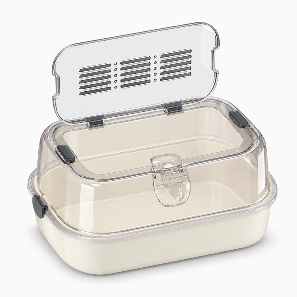 Vue de détail du dessus amovible d'une cage pour hamster facilitant le nettoyage