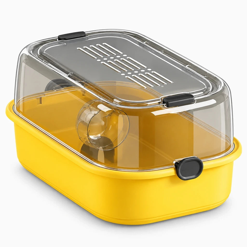 Cage robuste pour hamster aux parois fermées, intérieur bien aéré et pratique