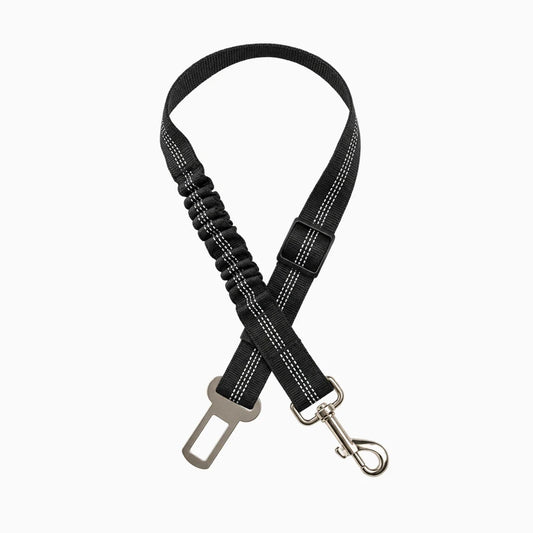 Ceinture chien voiture noire avec sangle réglable et boucle de fixation