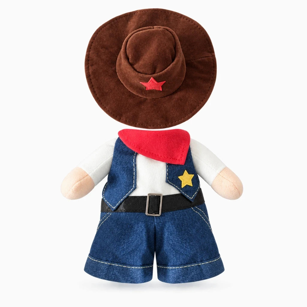 Déguisement pour chien thème cowboy avec détails de gilet et chapeau miniature