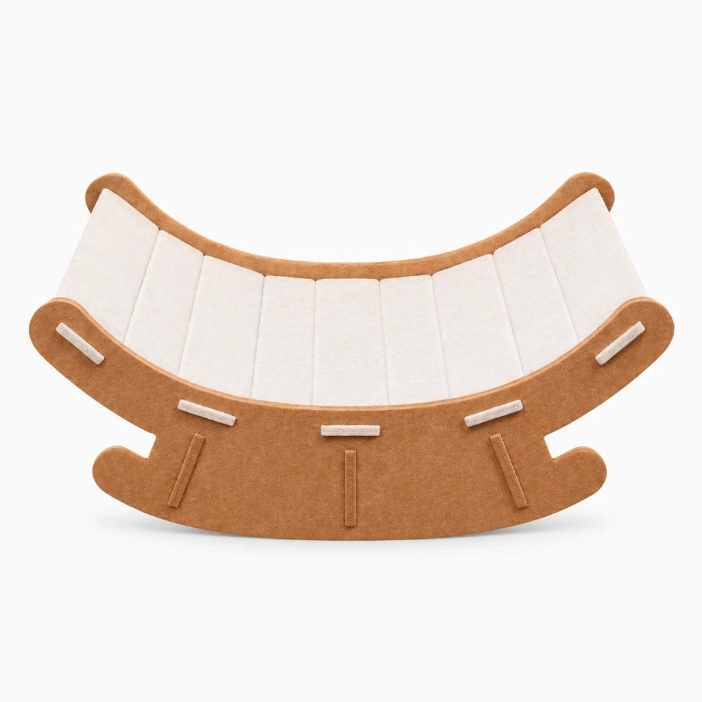 Fauteuil chat à bascule avec surface à griffer, assise kaki stable et confortable