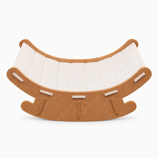 Fauteuil chat à bascule avec surface à griffer, assise kaki stable et confortable