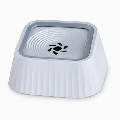 Gamelle eau chien anti renversement avec plaques flottantes en gris, vue de face