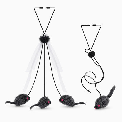 Jeu du chat et de la souris compact noir, accessoire de jeu rebondissant pour félin