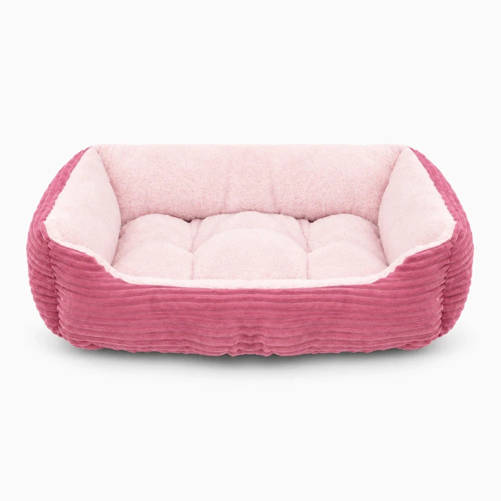 Lit pour petit chien carré en peluche avec bords surélevés, coloris neutre