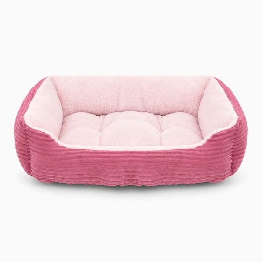 Lit pour petit chien carré en peluche avec bords surélevés, coloris neutre