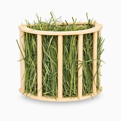 Distributeur de foin pour rongeurs avec structure bois robuste et grand volume de stockage