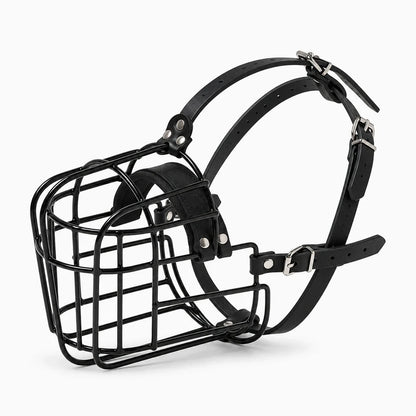 Muselière cage argentée avec système de réglage des sangles pour chiens de grande taille