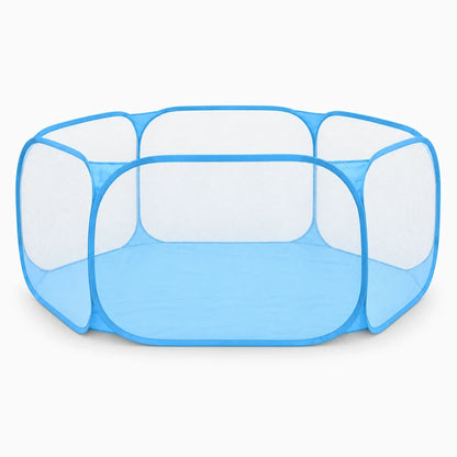 Enclos portable bleu pour chat dépliable sans outil, refuge délimité et aéré
