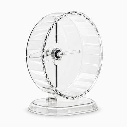 Accessoire roue pour hamster en matière claire facilitant le nettoyage et la surveillance