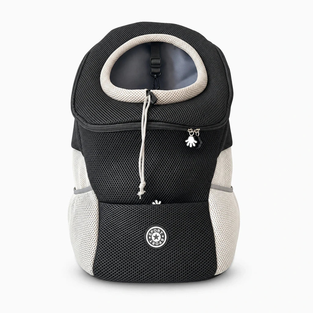 Sac de transport noir pour petit chien, porté en bandoulière sur l'épaule avec bretelle réglable