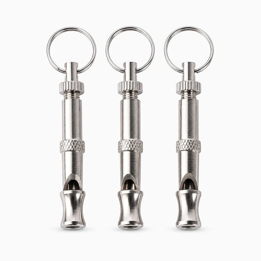 Sifflet ultrason pour chien bicolore compact à accrocher aux clés