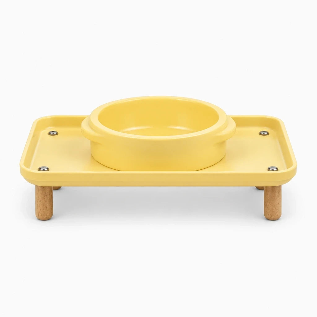 Support pour gamelle pour chien jaune avec plateau surélevé pour repas confortable