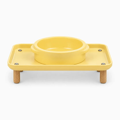 Support pour gamelle pour chien jaune avec plateau surélevé pour repas confortable