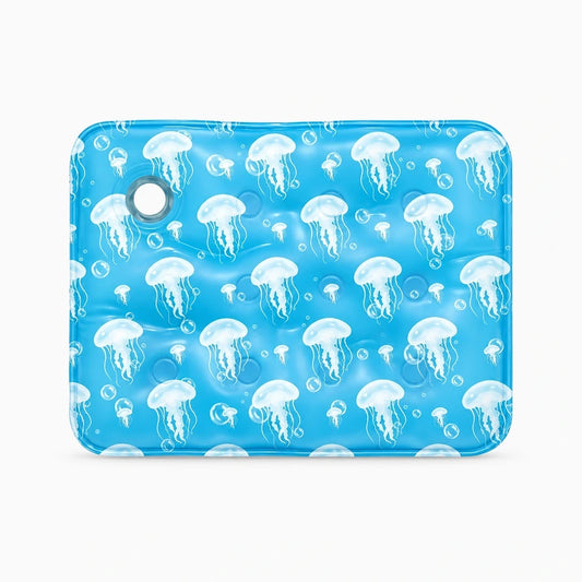 Tapis fraîcheur chien gel avec surface souple bleu clair, idéal pour refroidir l'animal par temps chaud