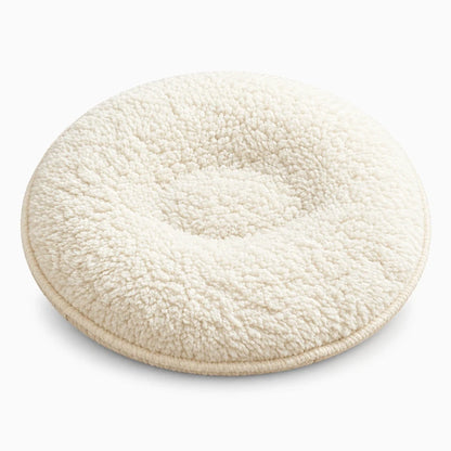 Tapis rond en peluche douce pour lapin, couleur gris clair dans une cage