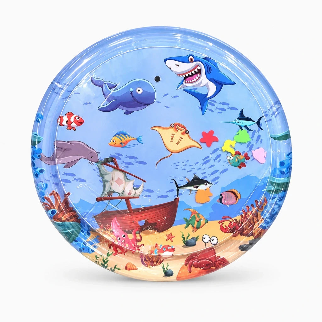 Tapis réfrigérant chat gonflable bleu avec décor poissons et vagues pour jardin