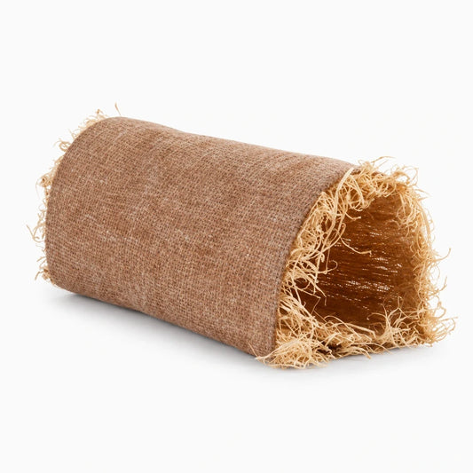 Tunnel pour lapin en lin beige avec jouets d'activité intégrés, refuge fermé pour petits animaux